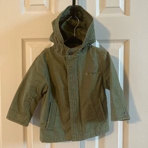 Zara Baby/Disney Army Green Hooded Jacket With Mickey Mouse On Back